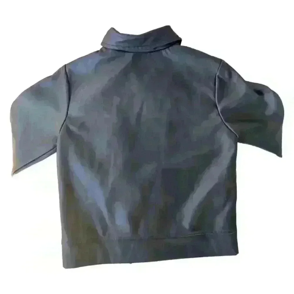 Faux Leather Kids Side Zip Black Jacket